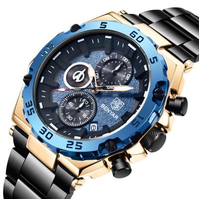 China Benyar 5178 New Brand Day/Date 2021 Men's Day/Date Multifunctional Waterproof Sports Time Code Table Stainless Steel Luxury Clock for sale