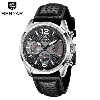 China New 2021 Benyar 5171 Waterproof Chronograph Men's Sports Watch Reloj Hombre High-end Quartz Leather Military Watch for sale