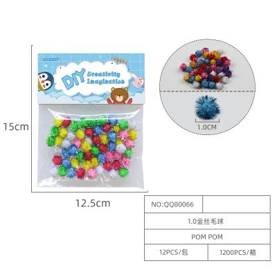China Festival Stuff Wholesale Assorted Colorful Glitter Sparkle Glitter Pompom Balls For Kid DIY Craft Decorations for sale