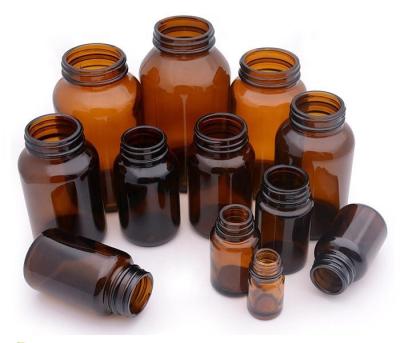 China Pharmaceutical Wide Mouth Amber Tablet Glass Pill Factory Supply Bottles for sale