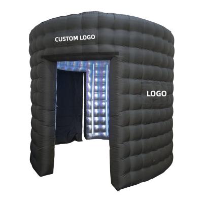 China Custom Inflatable 360 Photo Booth Enclosure Backdrop Party Wedding Events with LED Lights and Internal Blower Black Dome for Birthday Party for sale