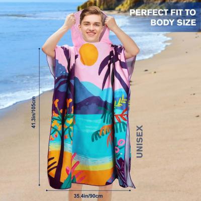 Κίνα Προσαρμοσμένη εκτύπωση αλλαγή surf poncho μπάνιο μπάνιο γρήγορα στεγνό μικροϊνών poncho πετσέτα με καλύβα πετσέτα παραλίας προς πώληση