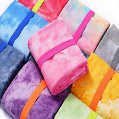 China 2 in 1 Multifunction Summer Quick Dry Bath Towels Hand Tie-dye Summer Printed Microfiber Sports Towel with Tote Bag 50x100cm for sale