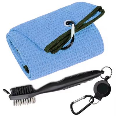 China 2025 Hot Sale Blue Microfiber Waffle Sport Microfiber Golf Towel With Magnetic for sale