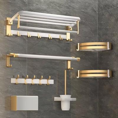 China Sustainable Luxury Hardware Bath Sets China Supplier Aluminum Hotel White Gold Bathroom Accessories Sets Bathroom Sets for sale