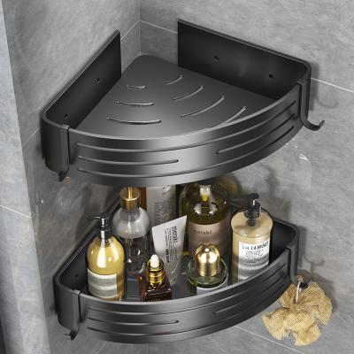 China Wall Mounted Type Aluminum Gray Aluminum Gray Triangle Basket Rack Black Rolling Dish Rack Wall Mount Corner Shelves Tripod Stand for sale