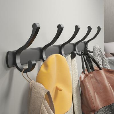 China Wholesale Factory Wall Kitchen Bathroom Living Room Coat Towel Hook Rack Aluminum Self Adhesive For Bathroom Kitchen Black Coat Hooks for sale