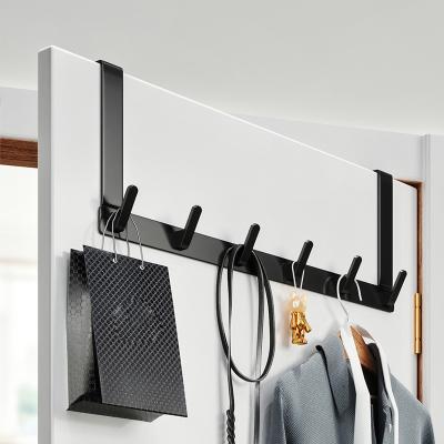China Mordern No Drilling Hot Selling Long Robe Adhesive Coat Wall Mounted Clothes Rack High Quality Aluminum Black Hook Behind The Door for sale