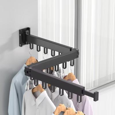 China Hot Selling Bathroom Clothes Stainless Steel Balcony Indoor Outdoor Foldable Laundry Sock Cups Folding Drying Rack Black for sale