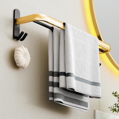 China Wholesale Modern Black&gold Rack Wall Mounted Bathroom Accessory Rack Shelves Towel Rack Punch Free Bathroom Hotel Storage Set Basket for sale