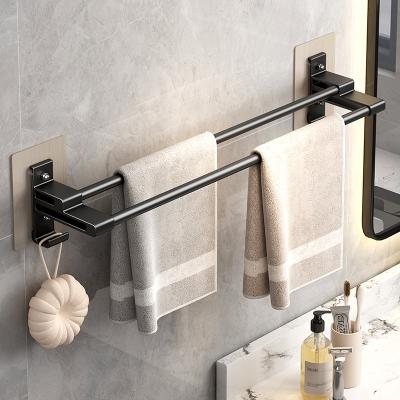 China 2022 Modern Multifunctional Aluminum Towel Organizer Hot Sale Gray Wall Mounted Towel Holder For Bathroom for sale
