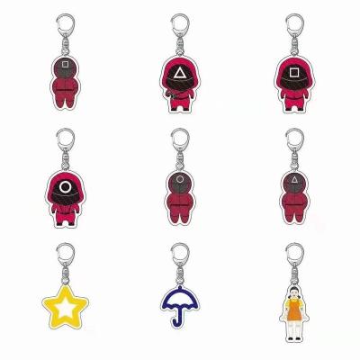 China Key Chains Logo For Squid Game Custom New Design Cartoon Key Chain Promotion Gift Acrylic Pendants Gifts for sale