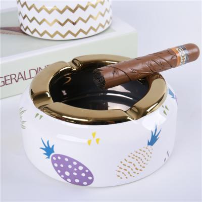 China Cheap Modern Custom Home Hotel Eco - Friendly Round Smoking Ceramic Ashtrays Cigar Accessories for sale