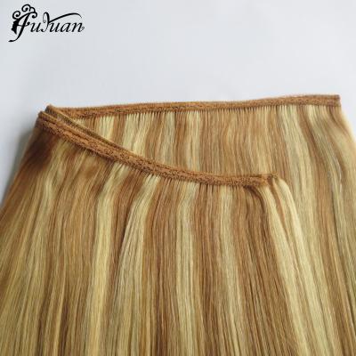 China Hot Selling New Silky Straight Wave Double Drawn Silk Lace Hair Weft Extensions for sale