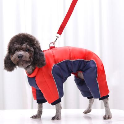 China Autumn and winter teddy dog stocked medium small and large dog thickened warm waterproof waterproof four-legged cotton reflective clothing for sale
