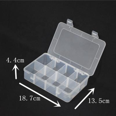 China Small Sustainable PP Plastic 8 Compartment Box With Storage Containers Box Dividers Adjustable Craft Tackle Organizer Transparent Color for sale