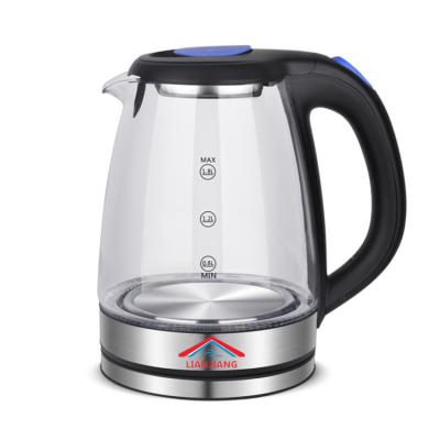 China Home Appliance 360 Degree Rotation Base Blue Led Light Temperature Control Electric Glass Kettle for sale