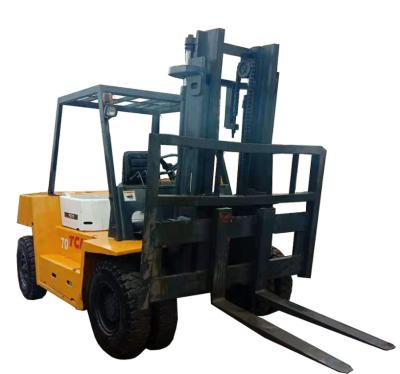 China Construction works original used 7 ton forklift TCM FD70Z7 Japanese brand with low positioner side post cheap price for sale