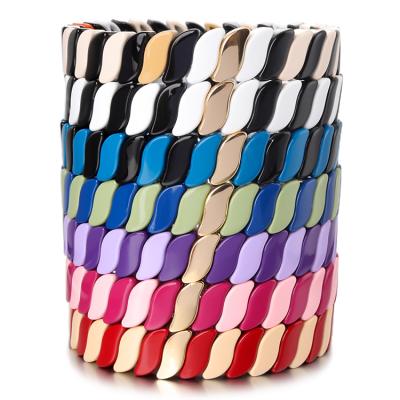 China New BOHEMIA Charm Bracelets Colorful Alloy Tile Bead Stretch Enamel Bracelet Jewelry For Women 2021 for sale