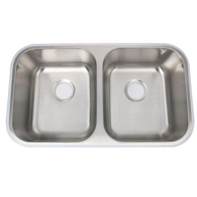 China Without Faucet 18G Factory Price Double Bowl Stainless Steel Undermount Kitchen Sinks for sale