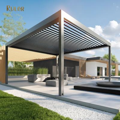 China Hot Selling Adjustable Shading Modern Motorized Aluminum Canopy Canopy Outdoor Gazebos Gazebo Tent Slats Tent Pergola For Holiday Resorts for sale