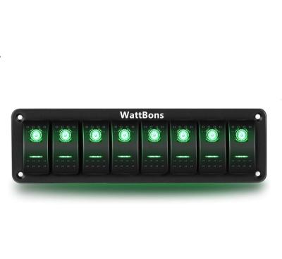 China Sturdy and durable WattBons 12V 8 Gang Marine Rocker Switch Panel Box Aluminum Cover for Automotive Cars Marine Boats RVs Truck for sale