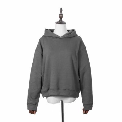 China Sudadera con capucha de gran tamaño de Slolid Grey Color Cropped Autumn Woman de la tela escocesa en venta