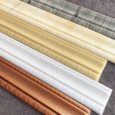 China Waterproof+ECO-Friendly adhesive baseboard Home Decor Self-adhesive Baseboard DIY Wall Waistline Foot Line 3D Pattern Wallpaper Border Baseboard Foam for sale
