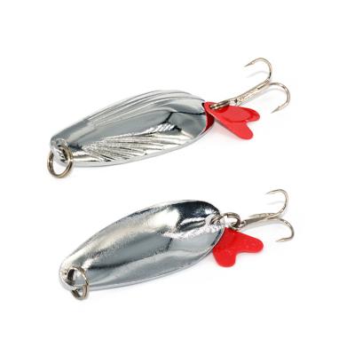 China Artificial Trout Tick Casting Fishing Lure Spinner Slow Building Spoon With Feather Tail S1203 for sale
