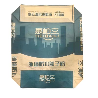 China 40x46x10cm 86GSM(61+11+14GSM) Woven PP Valve Bag With Luxury Bopp Printing For 20kg Exterior Wall Waterproof Putty Powder for sale