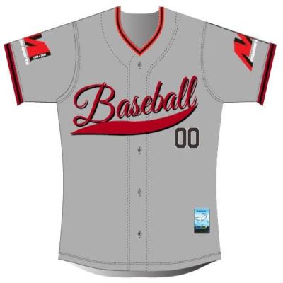 China Jérsei de basebol feito sob encomenda do decote em V da caixa de 50cm, botão de camisa do basebol da impressão da sublimação acima à venda