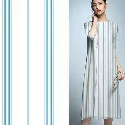 중국 145cm 드레스 큐프로 비스코스 패브릭 줄무늬 꽃 쉬폰 인쇄 패브릭 판매용