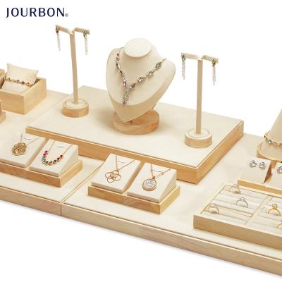 China Wholesale Jourbon Wooden Necklace Jewelry Display Props High Quality Necklace Display Stand Pendants Display Stand for sale