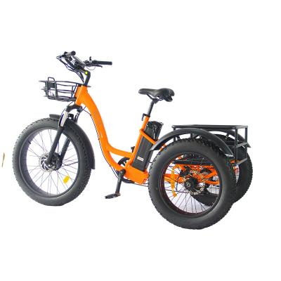 China 2022 New 7 Speed Aluminum Fat Tire 3 Wheel Electric Tricycle With Snow Tire for sale