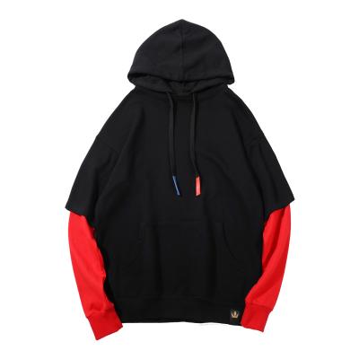 China blank custom hoodie Anti-wrinkle design fake print hoodie fashion two-piece color matching hoodies for unisex for sale
