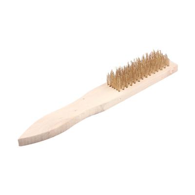 China Cleaning Industrial Cleaning Hand Tools , Brass Plated Steel Wire Brush With Wooden Handle for sale