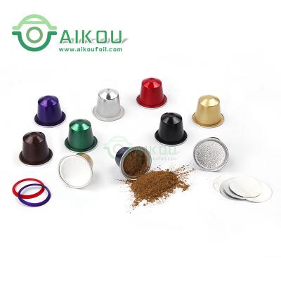 China Deluxe Compatible Aluminum Foil Nespresso Coffee Capsules With Foil Lid for sale