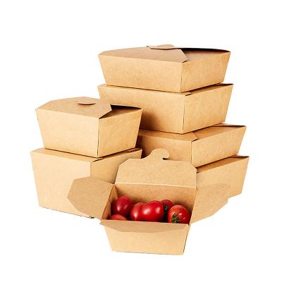 China Recycled Materials Wrapping Paper Microwavable Disposable Takeout Box, Custom Biodegradable Food Packaging Food Container Wrapping Paper Box for sale