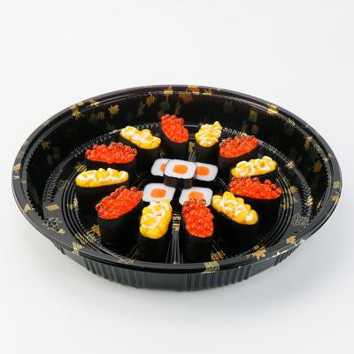 China Custom Japanese High End Disposable Round Sushi Plastic Takeout Packing Box Custom Wholesale Disposable for sale