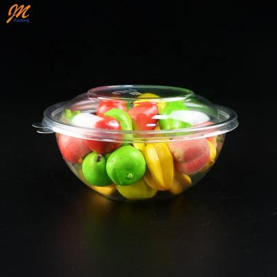 China Clear plastic disposable reusable catering fruit salad bowl with lid for sale