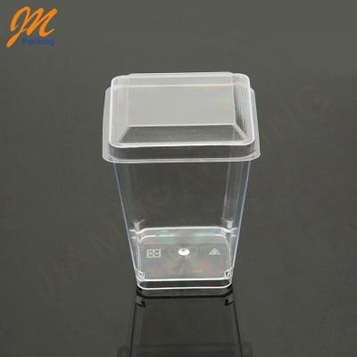 China Premium Square Single Wall Mini Dessert Cup, Clear Disposable Plastic Cup for Puddings, Yogurt and More for sale
