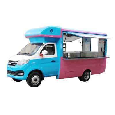 China Factory Customized Vegetable Processing Gasoline Food Truck Fast Food Cart Stainless Steel Mobile Food Truck Snack For Sale for sale