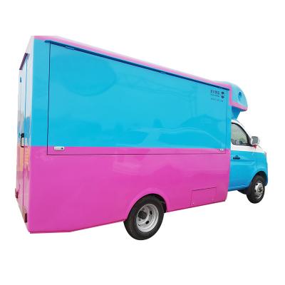 China Outdoor vegetable processing factory gasoline food truck stainless steel mobile food cart street fast food truck for sale for sale