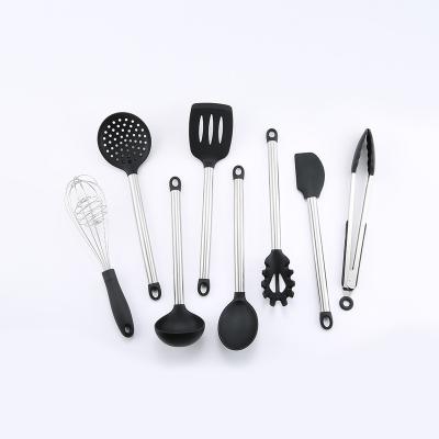 China Traditional Non-Stick Silicone Cooking Utensils Silicone Kitchen Accessories Heavy Duty Nylon Cookware Set for sale