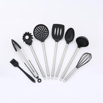 China Food Grade 8 PCs Traditional Heat Resistant Black Color Stainless Steel Kitchen Utensil Baking Set for sale