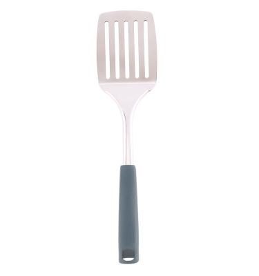 China Long Hole Handle Nonstick Hanging Fried Egg Pancake Baking Utensil Kitchen Cooking Slotted Turner for sale