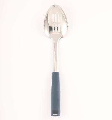 China Stocked Stainless Steel Serving Spoon Slotted Skimmer Quality Extra Fine Buffet Party Dinner Kitchen Tools Slotted Spoon Durable for sale
