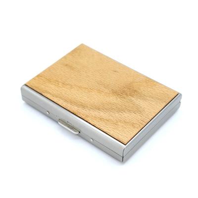 China High Quality Minimalist Card Holder Wallet RFID Blocking Wooden Stainless Steel Metal Wallet Credit Card Holder Card Holder Business Card Holder for sale