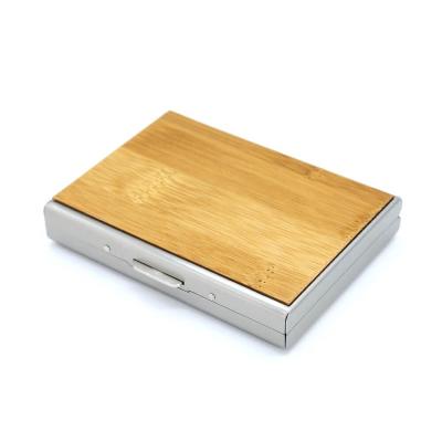 China Custom Slim Minimalist RFID Blocking Card Holder Wallet OEM Wooden Logo Cigarette Case Card Holder Men's Credit Card Holder Case Wallet for sale