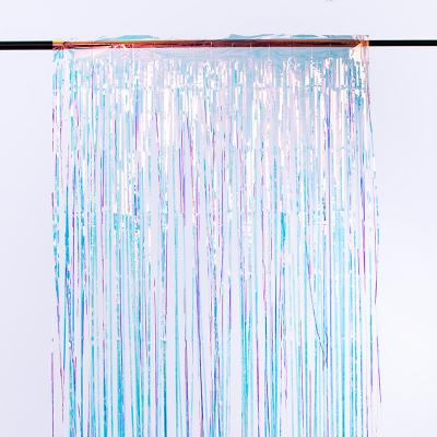China Silver Blue Foil Fringe Curtain 40